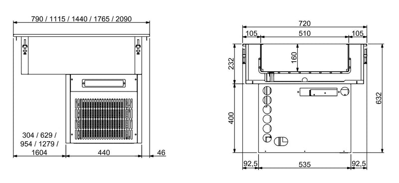 COMBISTEEL EINBAUKÜHLWANNE 2/1 - 160MM