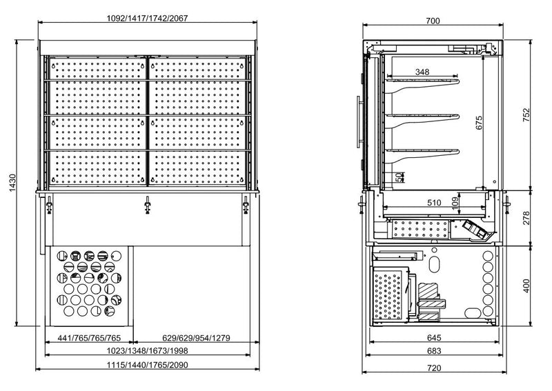 VITRINE RÉFRIGÉRÉE ENCASTRÉE COMBISTEEL CARRÉE – FERMÉE 3/1 GN 