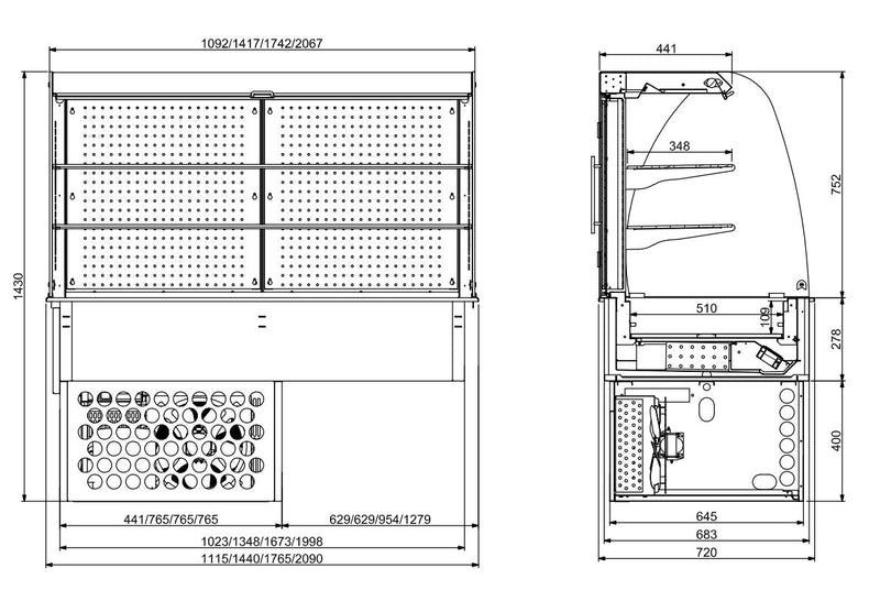 COMBISTEEL INBOUWKOELKAST ROND - GESLOTEN 3/1 GN 