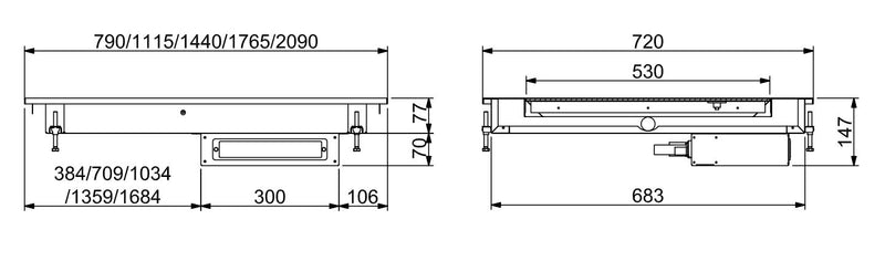 COMBISTEEL INBOUWVERWARMINGSPLAAT KERAMIEK 2/1 - ZWART 