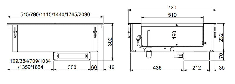 COMBISTEEL BAIN-MARIE ENCASTRÉ 2/1 - REMPLISSAGE D'EAU AUTOMATIQUE 