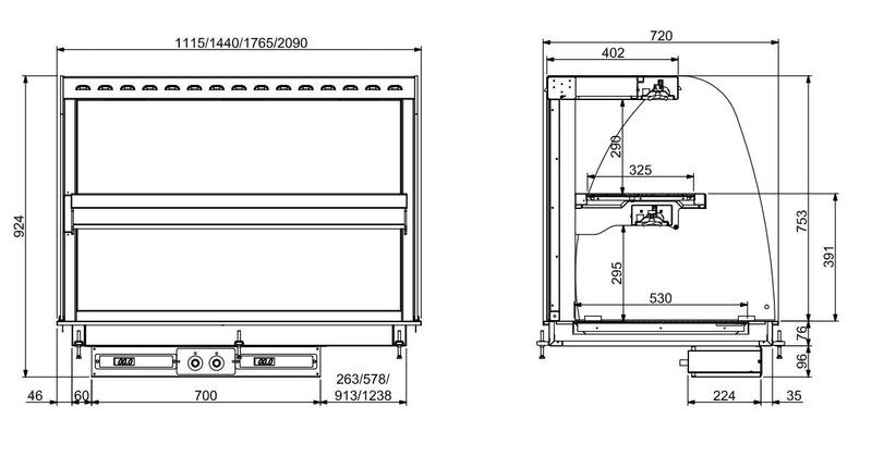 COMBISTEEL EINBAU WANDMODELL WÄRMEVITRINE KERAMIK RUND - SCHWARZ 3/1