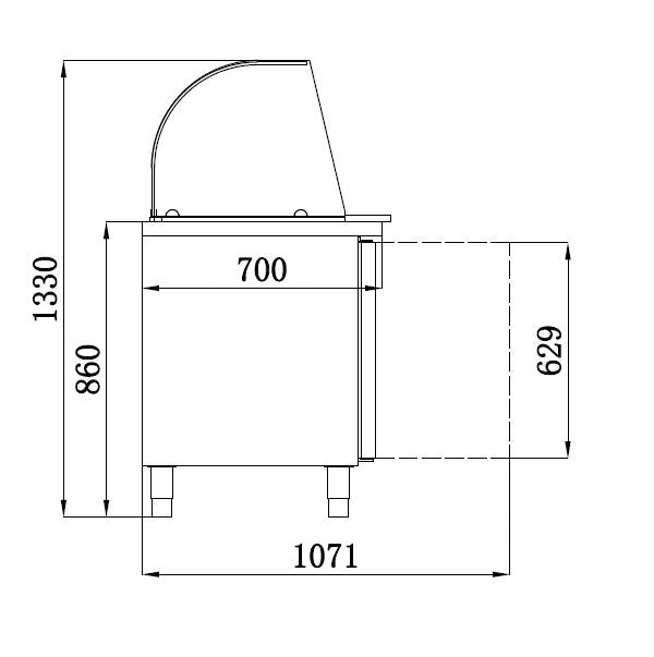 COMBISTEEL KOELKASTTAFEL MET GLAS 2 DEUREN