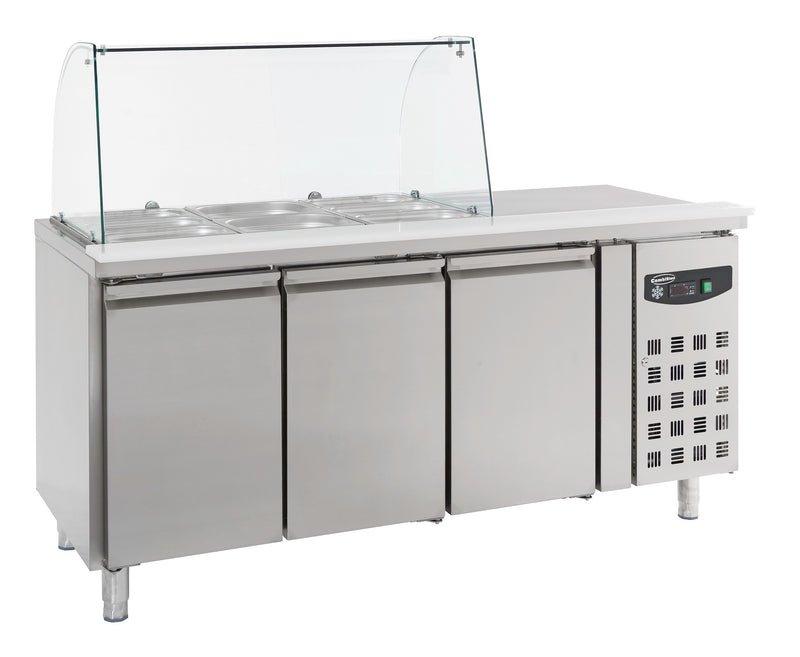 COMBISTEEL KOELKASTTAFEL MET GLAS 3 DEUREN