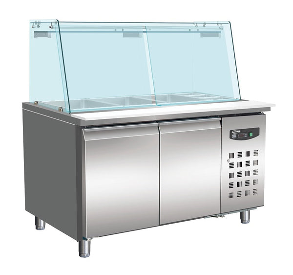 COMBISTEEL BÄCKEREI KÜHLTISCH MIT GLAS 2 TÜREN  4x 1/1 GN BEHÄLTER