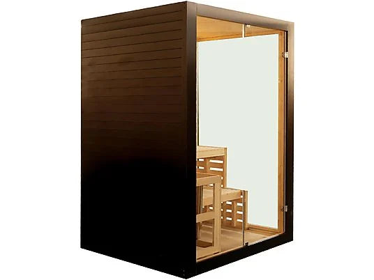 Sanotechnik Finse Sauna PANORAMA ZWART Sauna 2 Pers.130x120x200 cm