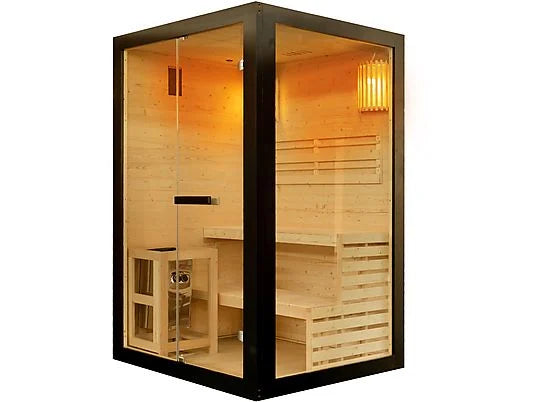 Sauna finlandais Sanotechnik PANORAMA BLACK Sauna 2 Pers.130x120x200 cm