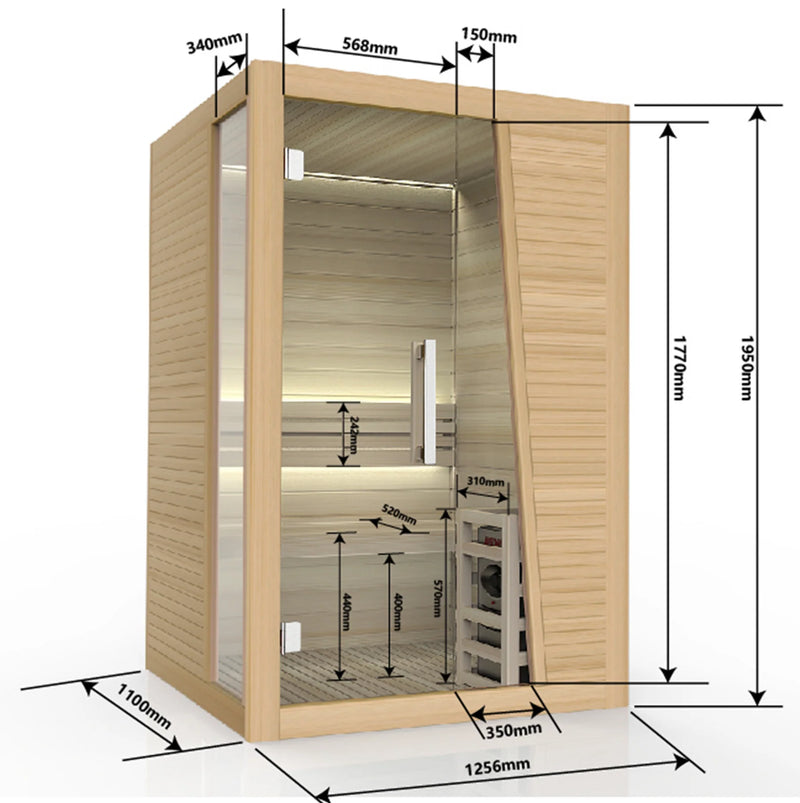 Sanotechnik Finse Sauna TAMPERE Sauna 2 Pers.125x110x195 cm