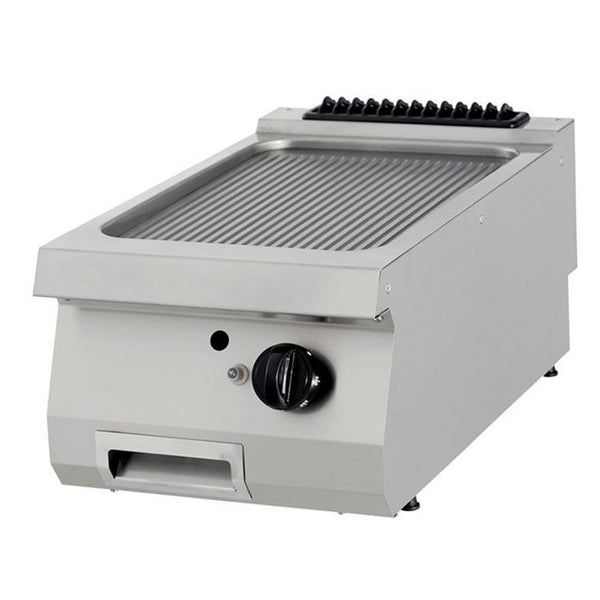 MAXIMA Gastro Premium Grillplatte - Gerilltes Chrom - Einzeleinheit - 90 cm Tief - Gas