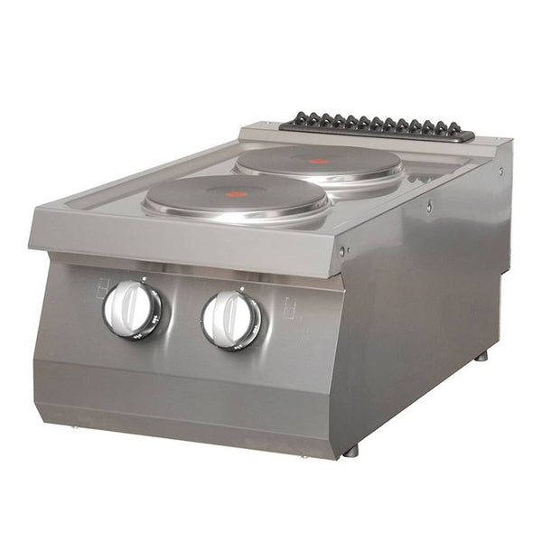 MAXIMA Gastro Heavy Duty Kookplaat - 2 Branders - Enkele Unit - 70 cm Diep - Elektrisch