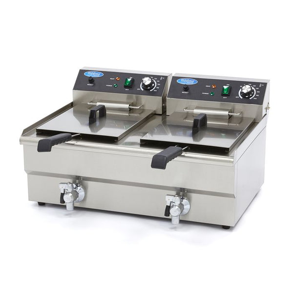 Friteuse gastro MAXIMA - 2 x 16 l - 2 paniers - avec robinet de vidange