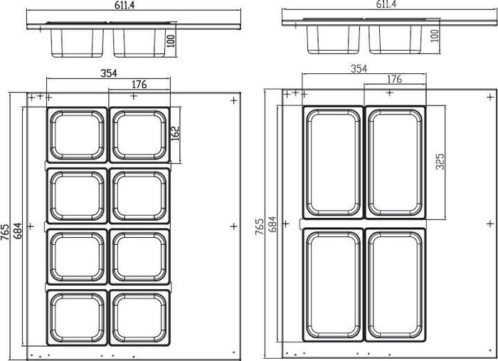 MAXIMA Gastro Saladette - 67 l - inkl. 8 x 1/6 GN - Tischplatte