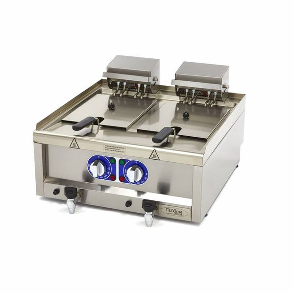 Friteuse gastro MAXIMA - 2 x 10 l - 2 paniers - avec robinet de vidange - 400 V