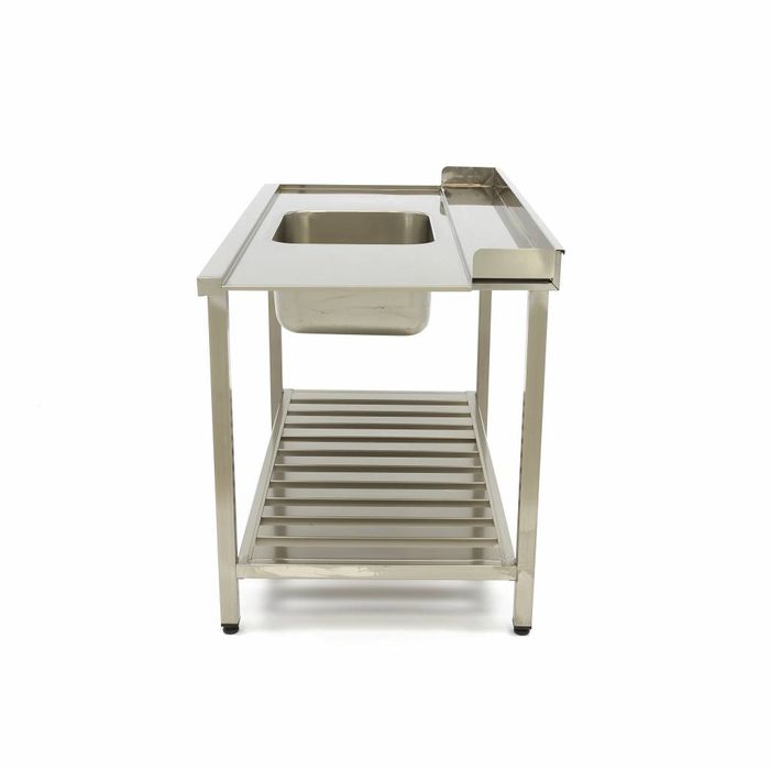 Table de lavage MAXIMA Gastro - 160 x 75 cm - gauche - avec évier et dosseret - avec étagère de rangement