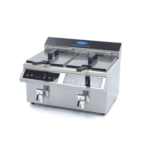 Friteuse gastro MAXIMA - 2 x 8 l - 2 paniers - avec robinet de vidange - induction