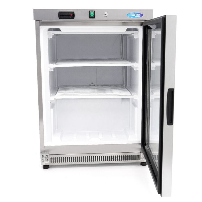 Congélateur gastro MAXIMA - 200 l - Inox - avec porte vitrée