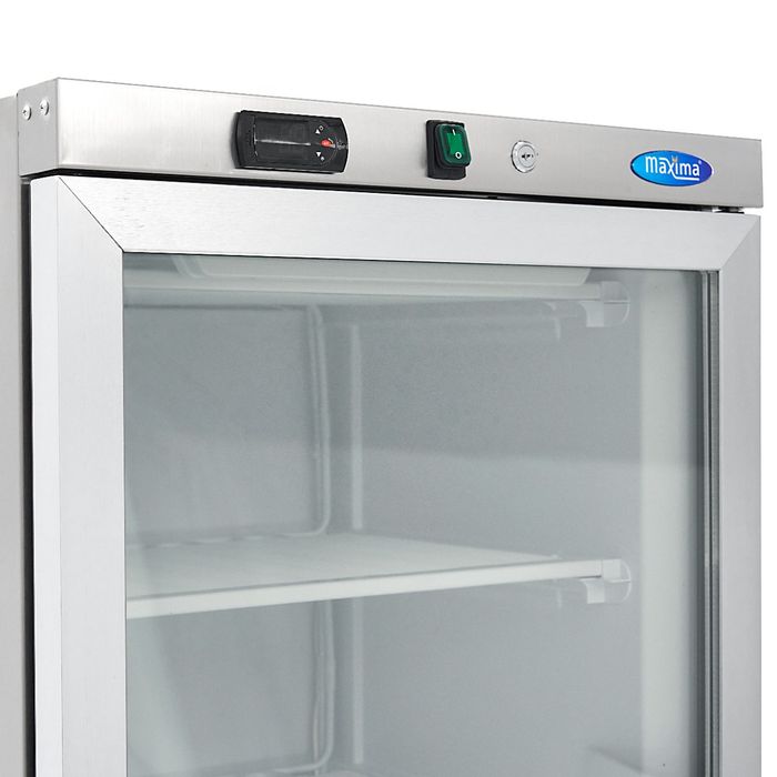 MAXIMA Gastro Gefrierschrank - 400 l - Rostfreier Stahl - mit Glastür