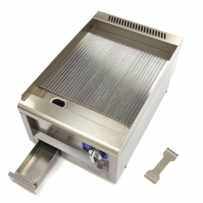 MAXIMA Gastro Grillplatte - Gerillt - Einzeleinheit - 60 cm Tief - Elektrisch - 400 V