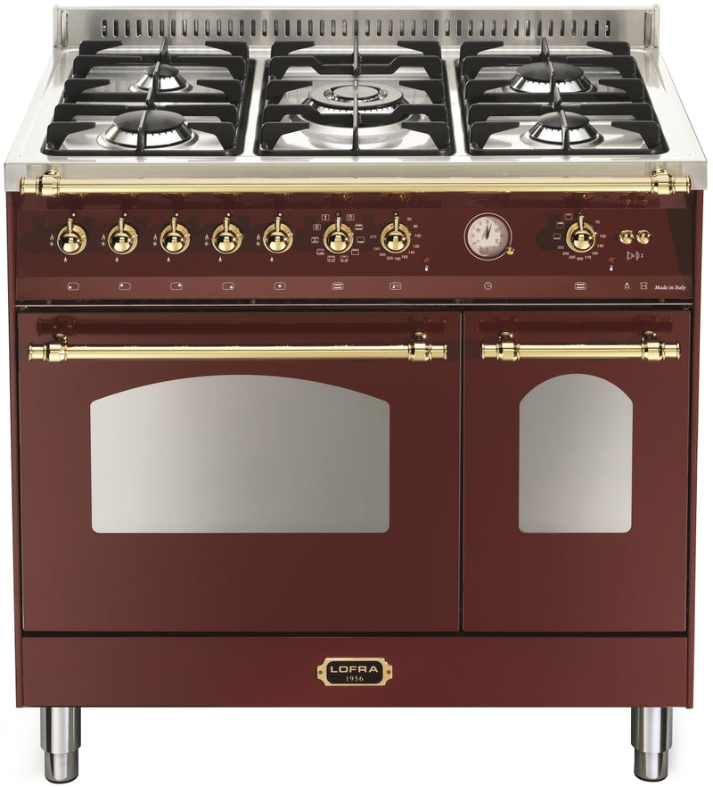 LOFRA - DOLCEVITA - DOUBLE OVEN 90 cm - RRD 96 MFTE / CI - Burgundy - Messing Finish