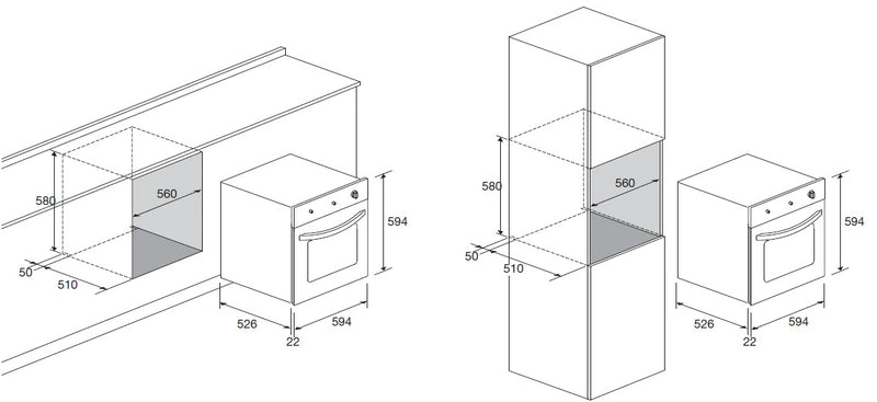 LOFRA - GAIA - GAS EINBAU BACKOFEN 60 cm - FOS 66 GE - Inox