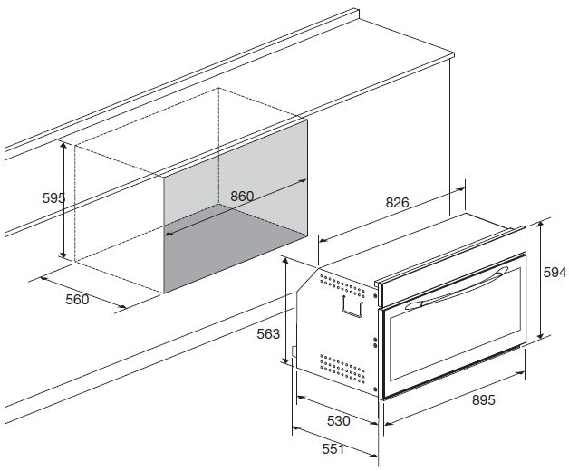 LOFRA - ETNA - GAS INBOUW OVEN 90 cm - FAS 96 GE - INOX 