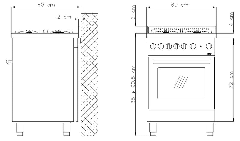 LOFRA - MAXIMA - ENKELE OVEN 60 cm - M 66 MF/ C - Gas / Elektrisch - INOX 