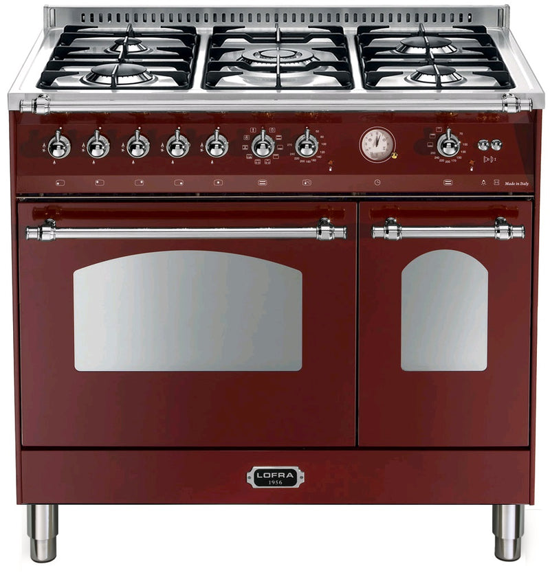 LOFRA - DOLCEVITA - DOUBLE OVEN 90 cm - RRD 96 MFTE/CI - Burgundy - Chrome Finish