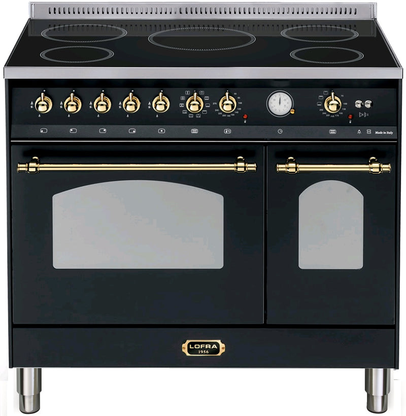 LOFRA - DOLCEVITA INDUCTIE - DUBBELE OVEN 90 cm - RNMD 96 MFTE/ 5I - Zwart - Messing afwerking 