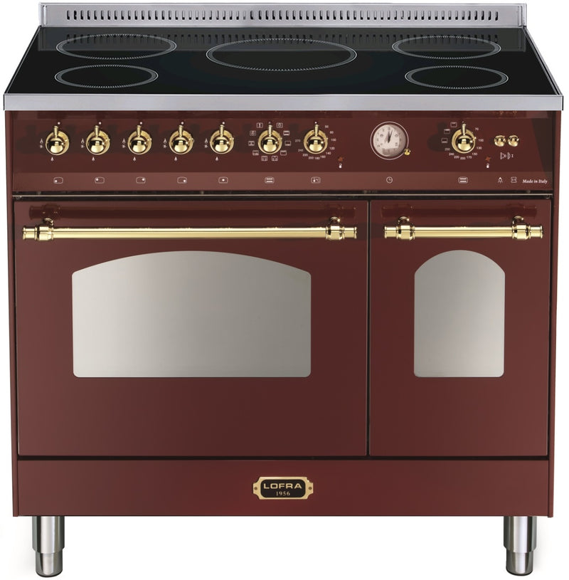 LOFRA - DOLCEVITA INDUCTIE - DUBBELE OVEN 90 cm - RRD 96 MFTE/ 5I - Afwerking in bordeauxrood messing 