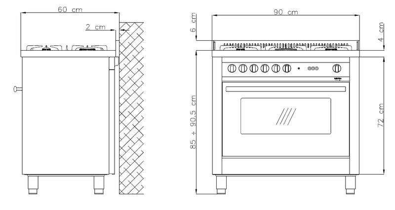 LOFRA - MAXIMA - SINGLE OVEN 90 cm - MG 96 GV/ C - GAS / GAS -