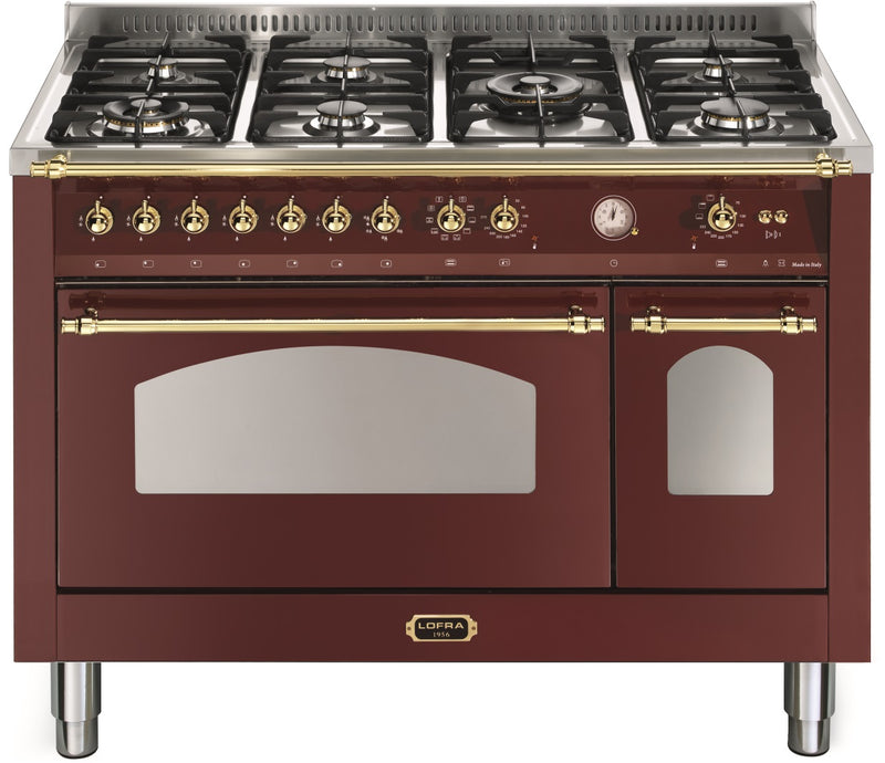 LOFRA - DOLCEVITA - DOUBLE OVEN 120cm - RRD 126 MFT+E/ 2 AEO - BURGUNDY MESSING FINISH