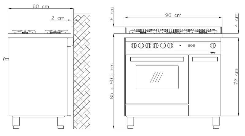 LOFRA - MAXIMA - FOUR SIMPLE 90 cm - MT 96 MF/C - Gaz / Électrique - INOX 