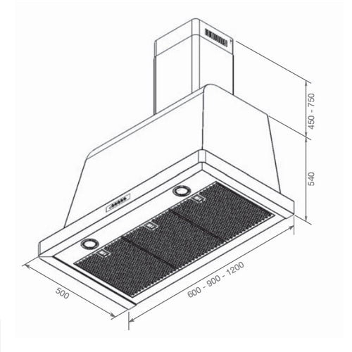 LOFRA - DOLCEVITA DUNSTABZUGSHAUBE - 90 cm Breite - INOX - Messing Finish