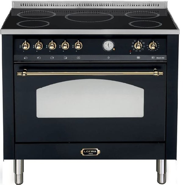 LOFRA - DOLCEVITA INDUCTIE - ENKELE OVEN 90cm - RNMG 96 MFT/ 5 I - Zwarte messing afwerking 