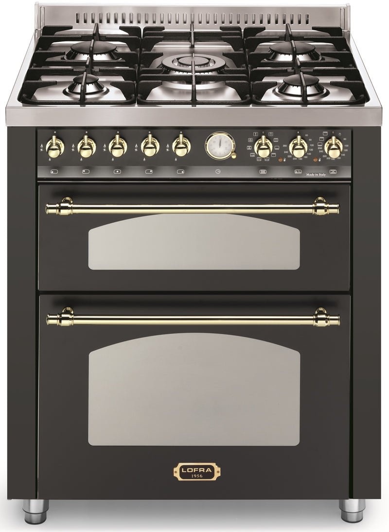 LOFRA - DOLCEVITA - DOUBLE OVEN 70 cm - RNMUD 76 MFTE / Ci - Black - Messing Finish