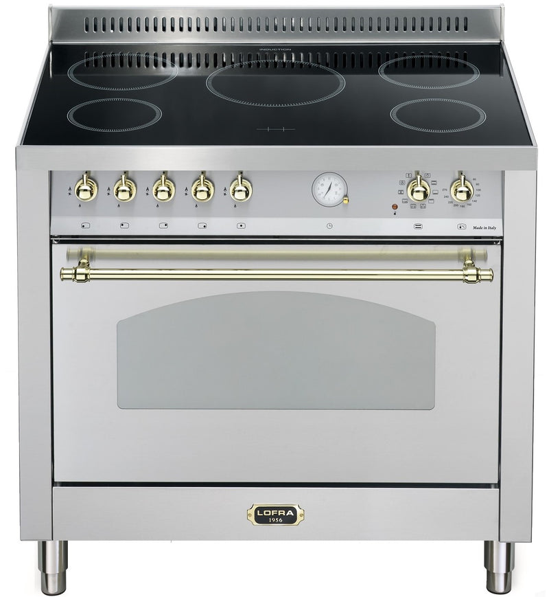 LOFRA - DOLCEVITA INDUCTIE - ENKELE OVEN 90cm - RSG 96 MFT/ 5 I - Roestvrij staal - Afwerking messing 