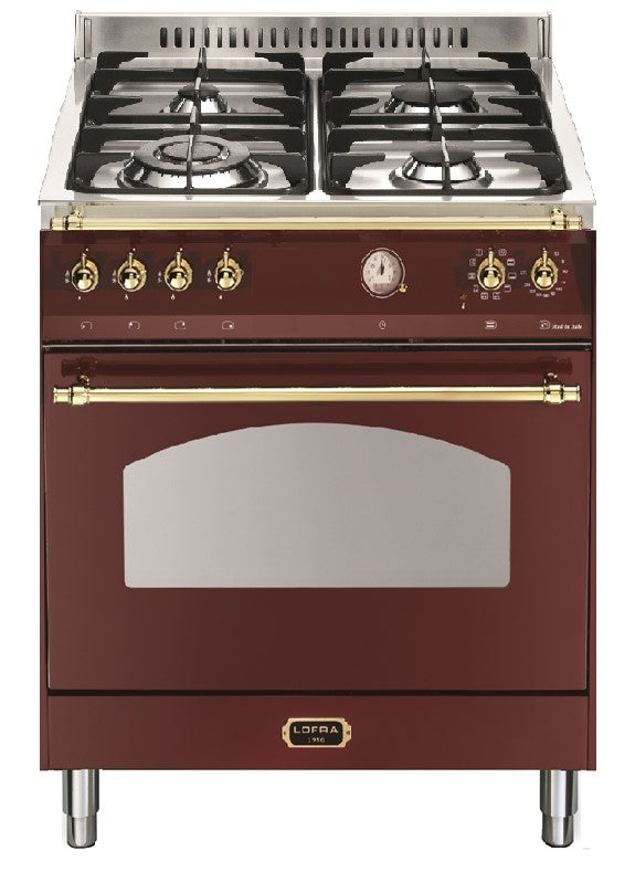 LOFRA - DOLCEVITA - SINGLE OVEN 60 cm - RR 66 MFT / CI - Burgundy - Messing Finish