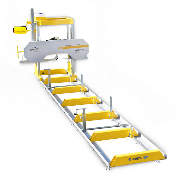 Scie à ruban à grumes BAMATO BBSW-750 avec convoyeur à rouleaux de 6,15 m (400 V)