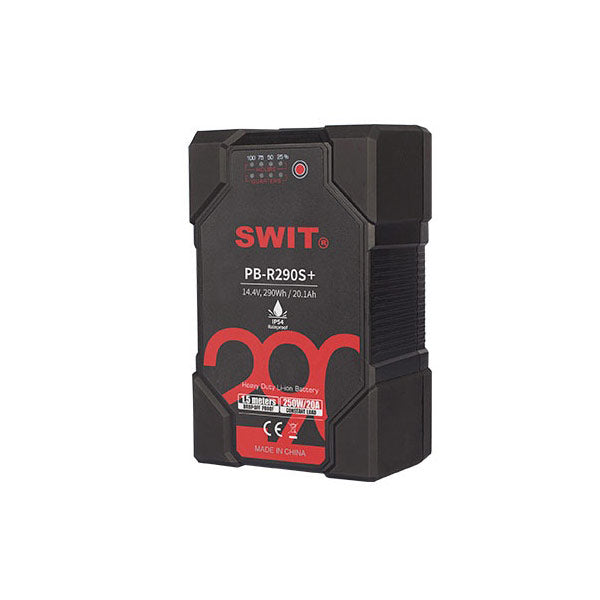 SWIT ELECTRONICS PB-R290S+ - Waterproof V-Mount Li-Ionen Akku (14.4V | 290Wh | 20.100mAh | digitale Ladestandanzeige | D-TAP 10A | IP54) - in schwarz