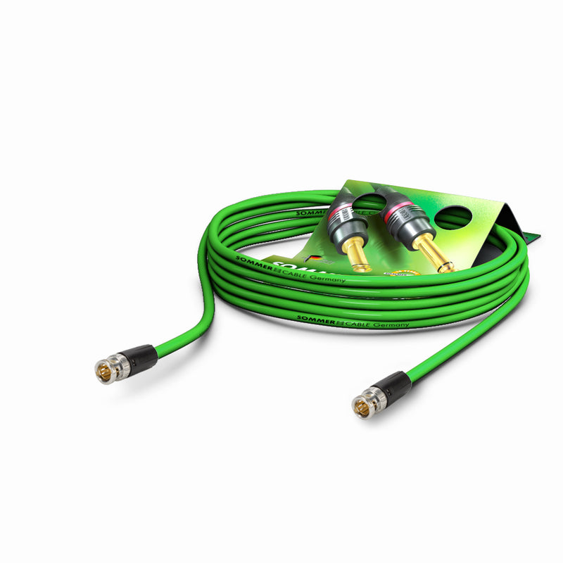 Câble patch vidéo SOMMER CABLE HD-SDI (HDTV) SC-Vector PLUS 1.6L/7.3 3G-SDI (1 conducteur interne | BNC mâle / BNC mâle | NEUTRIK | 20,00 m) - en vert