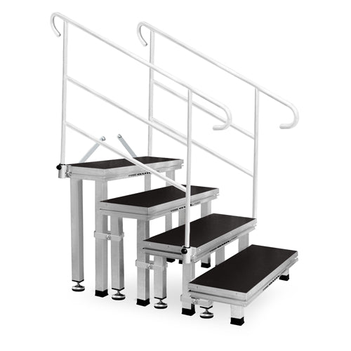 GUIL ECT20-80 - Escalier d'accès modulaire en aluminium 4 marches avec pieds et 2 mains courantes (dimensions marches 300 x 800 mm | hauteur 800 mm | convient pour une hauteur de scène jusqu'à 1 000 mm)