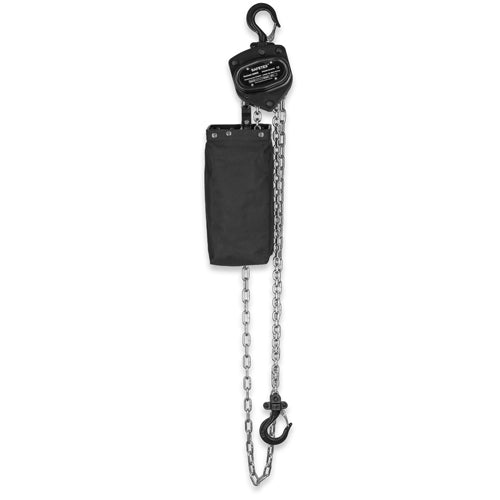 SAFETEX Stirnradflaschenzug "Blackline" mit robustem Stahlgehäuse (WLL 500kg | Last- & Handkette 6,00m | ohne Kettenspeicher) - in schwarz