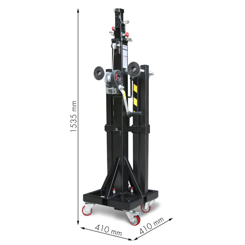 GUIL ELC-750 - Kompakter Teleskop-Lift mit Winde und Ø 35 mm Spigot (Höhe max. 4,50m | Belastbarkeit max. 150kg | zusammenklappbar) - in schwarz