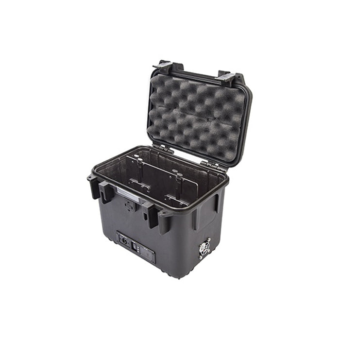 SWIT ELECTRONICS S-4040 - Power Station Box passend für 4x V-Mount Akkus (24V / 48V DC-Ausgang | Akkuspannungsanzeige | incl. Ladegerät) - in schwarz