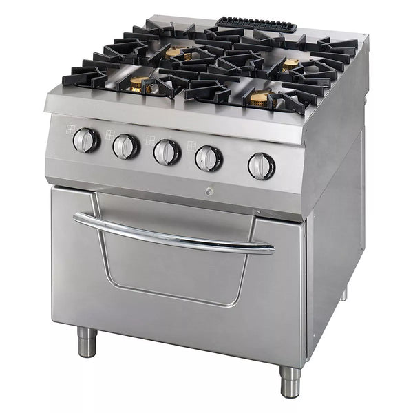 MAXIMA Gastro Premium Fornuis - 4 branders - Dubbele eenheid - 90 cm diep - Gas incl. elektrische oven