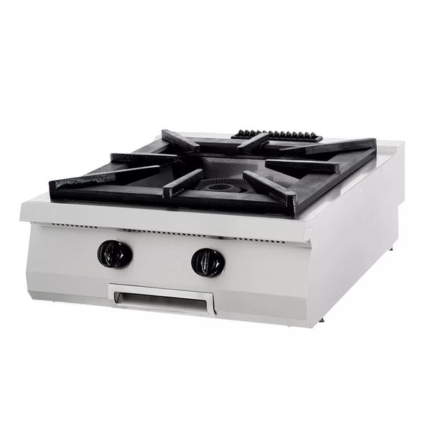 MAXIMA Gastro Premium Kookplaat - 1 Brander - Dubbele Unit - 90 cm Diep - Gas