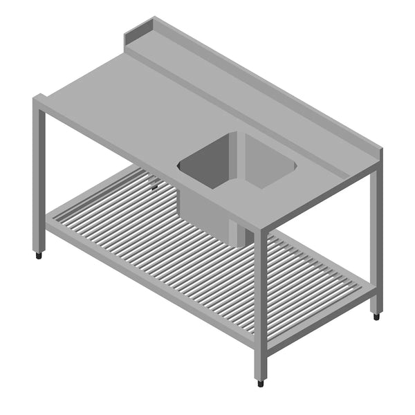 MAXIMA Gastro Afwastafel - 190 x 75 cm - rechts - met spoelbak en opbergplank