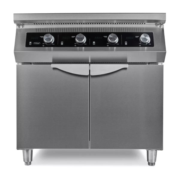 MAXIMA Gastro Cuisinière à induction - 4 feux - 70 cm de profondeur - avec support