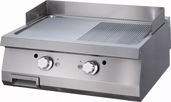 MAXIMA Gastro Heavy Duty Grillplaat - Half Gegroefd - Dubbele Unit - 70 cm Diep - Gas