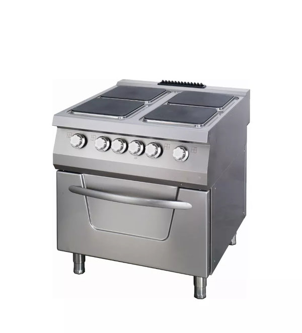 MAXIMA Gastro Heavy Duty Fornuis - 4 branders - Dubbele eenheid - 70 cm diep - 37 kW - Gas incl. oven 